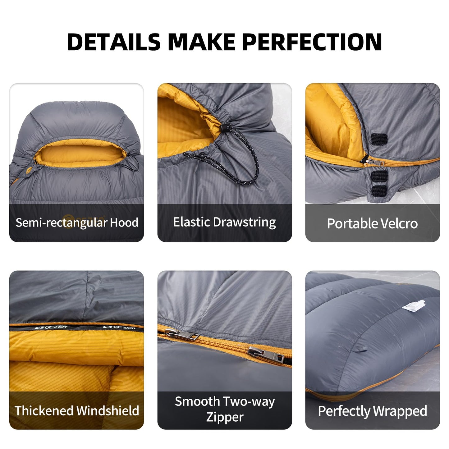 QEZER Down Sleeping Bag for Adults 620 Fill Power 0 Degree Sleeping Bag Cold Weather Ultralight with Pouch for Backpacking, Camping, Hiking