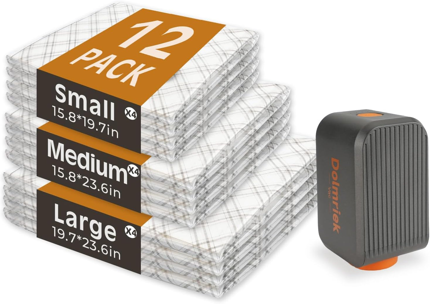 Travel Vacuum Storage Bags - 12 Pack Compression Seal Bags with USB Electric Pump for Luggage