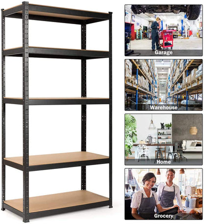 ReunionG 5-Shelf Metal Shelving Unit, Heavy Duty Storage Rack, Steel Organizer Shelves, Bolt-Free Assembly Adjustable Shelves, 36''L X 18''W X 72''H
