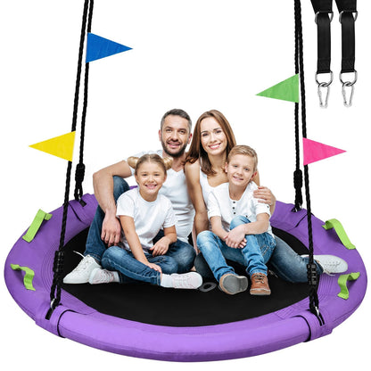 Tree Swing, 60 inch Larger Saucer Swing for Whole Family, 900lbs Weight Capacity, with Adjustable Hanging Straps, for Outdoor Backyard, Gifts for Kids, Purple