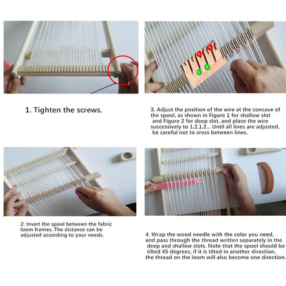 Wooden Craft Weaving Loom Kit, DIY Hand-Knitting Weaving Machine Tapestry Looms with Stick Bar, Large Weaving Frame to Handcraft Art for Beginners Experts, 10 by 15.7 Inch