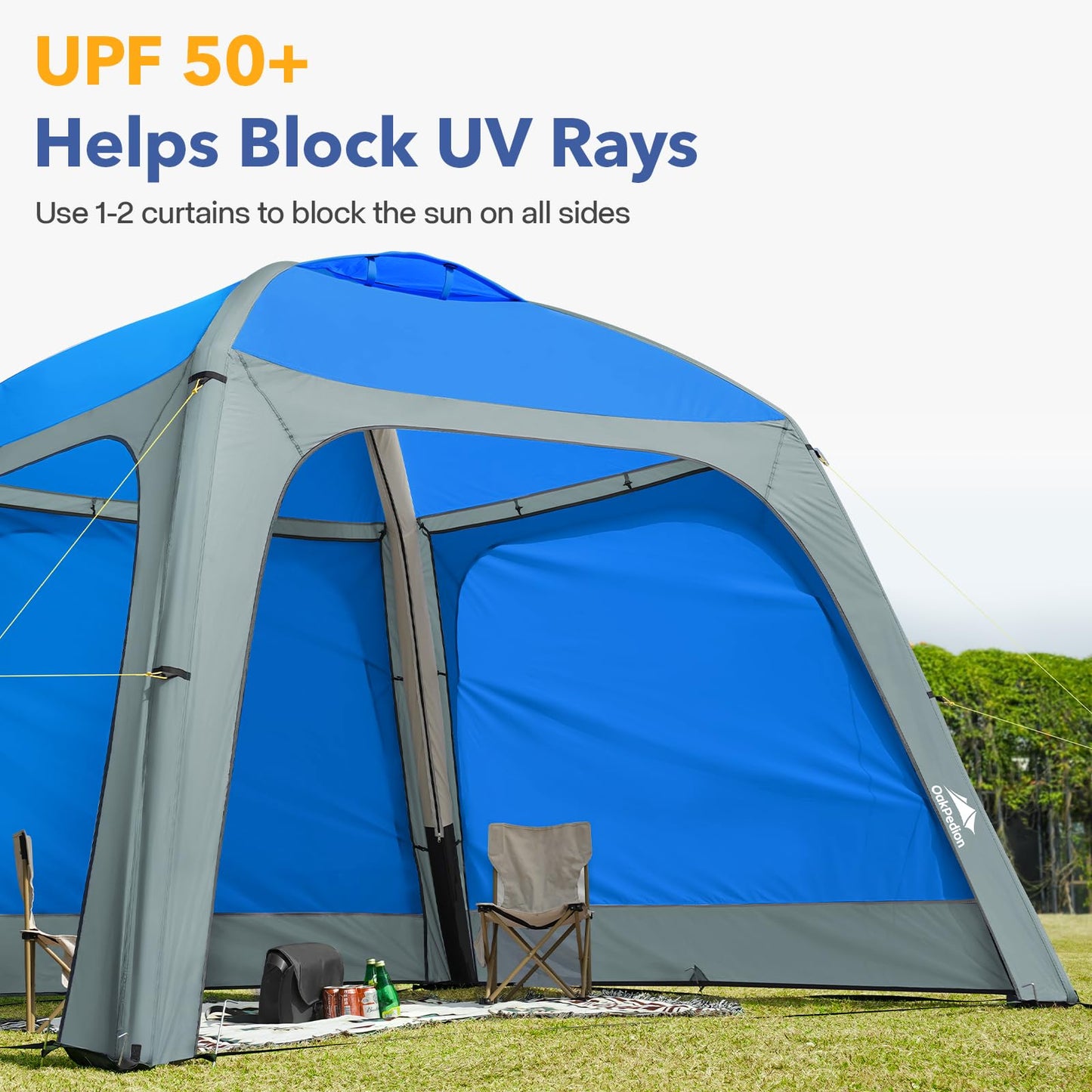 Instant Setup Inflatable Air Shelter 10x10ft Canopy Tent for Camping, with 4 Removable Side Panels for 6-8 Person – Ideal for Garden, Beach, Park, and Outdoor Events, Blue