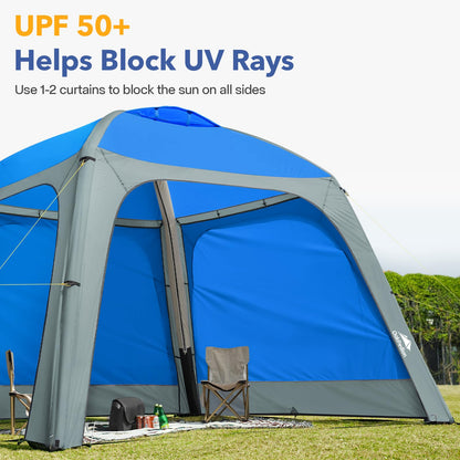 Instant Setup Inflatable Air Shelter 10x10ft Canopy Tent for Camping, with 4 Removable Side Panels for 6-8 Person – Ideal for Garden, Beach, Park, and Outdoor Events, Blue