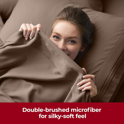 Mellanni Extra Deep Twin XL Sheets - Hotel Luxury Cooling Bedding - Ultra Soft, Stain Resistant (Brown)