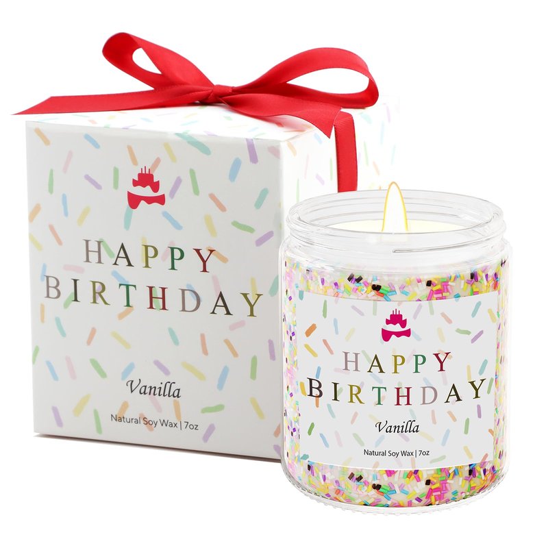 Lihome Happy Birthday Candle - Birthday Gifts for Women, Men, Mom, Dad, Sister, Teacher, Friends - Best Gifts for Ideas, Natural Soy Wax Vanilla Scented Candles