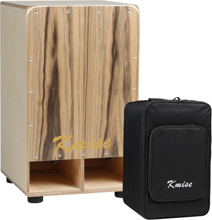 Kmise Portable Cajon Drum Box, 11.8×12.2×19.6" Adjustable Snare Cajons Drums, Solid Ebony & Birch Wood, Percussion Instrument Gift for Adults Kids, With Carry Bag,for Home Live Performance Practice