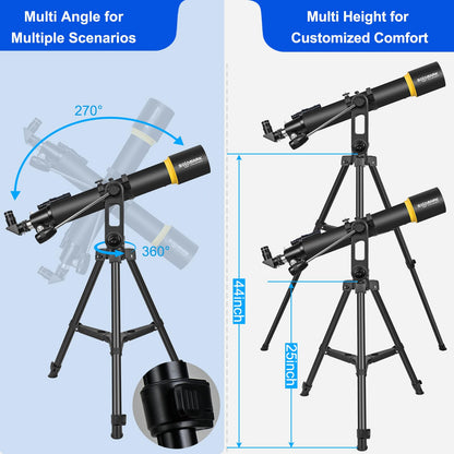 Telescope for Adults, Professional High Powered 90mm Aperture 800mm Refractor Telescopes for Astronomy Beginners with AZ Mount Tripod & Phone Adapter