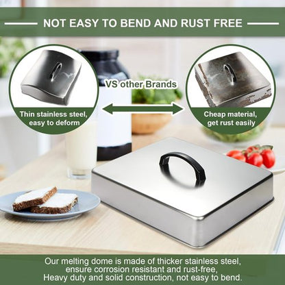 Blackstone Griddle Accessories - Heavy Duty Rectangular Basting Cover & Stainless Steel Melting Dome | Perfect for Flat Top Grill Cooking