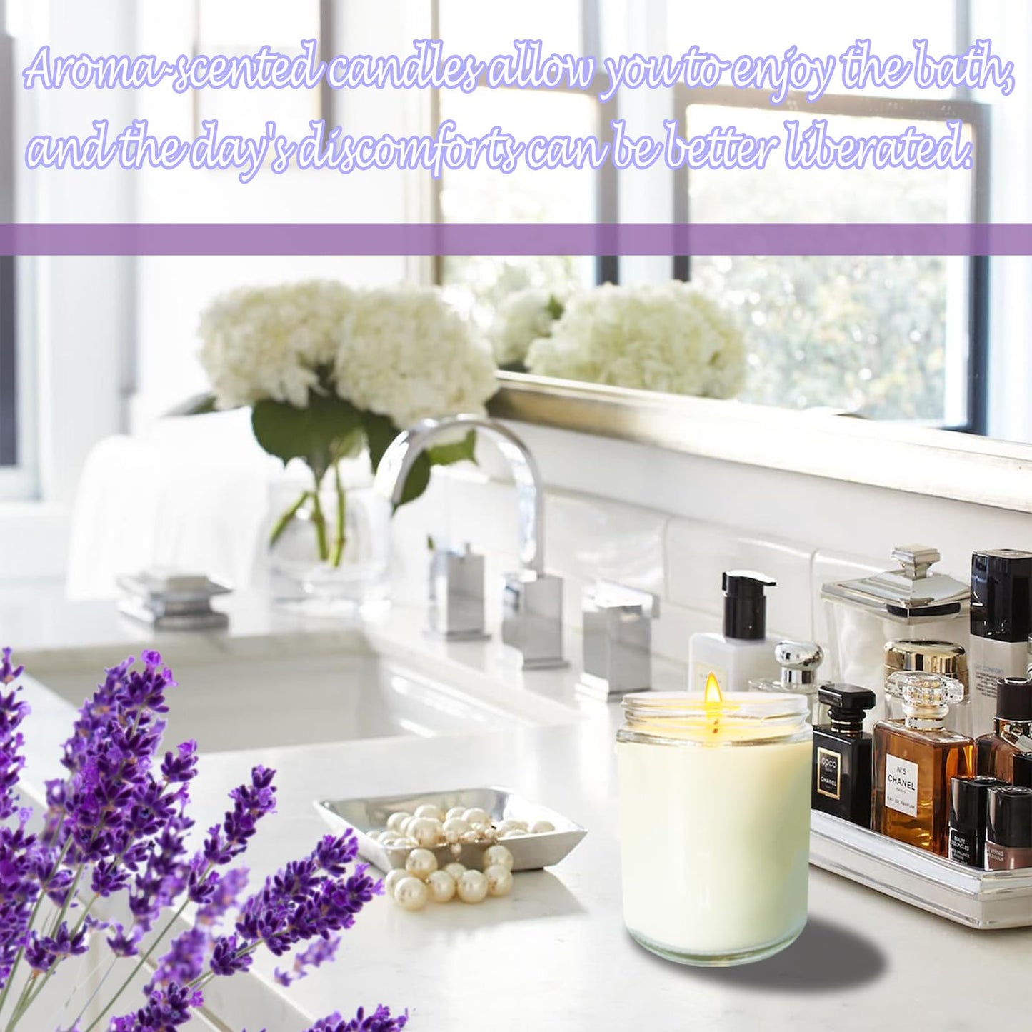 Veiuwa 24 Pcs 6 Oz Lavender Scented Soy Candles Set,Mason jar Bulk Candles for Gifts,Aromatherapy Candle,Great Stress Relieving Scented Candle for Girls as a Gift for Birthdays, Weddings and More!