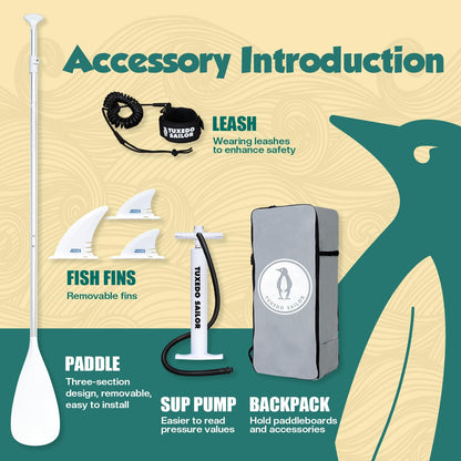 Tuxedo Sailor 10'6"×33"×6" Inflatable Stand Up Paddle Board with Premium SUP Accessories,Adults & Youth for All Skill Levels, Included with Board, Paddle, Pump, Fins, Backpack Green Paddleboard