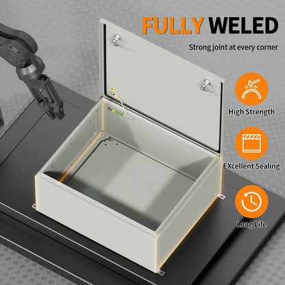 KWONONG Metal Enclosure, IP65 Waterproof Electrical Box for Indoor and Outdoor Projects, Includes Mounting Plate and Wall Bracket 600×500×250mm (24"×20"×10")