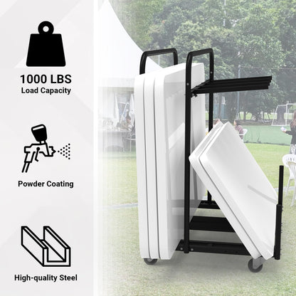 Eastrexon Updated Folding Table and Chair Rack Cart (Holds 10-16 Chairs & 4-8 Tables), Powder Coated, Perfect for Party, Hotel, Factory, Warehouse, 44.3" L x 31.4" W x 48" H