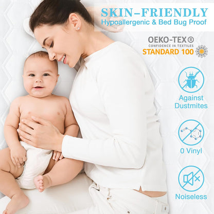 Skiennix Twin Mattress Protector - Waterproof & Hypoallergenic Bed Cover | Soft, Washable Quilted Pad with Deep Pockets up to 21 Inches