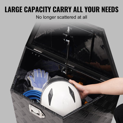 VEVOR Trailer Tongue Box, Heavy Duty Trailer Tongue Tool Box Storage Organizer with Lock & Keys, Utility Tool Chest for Pickup Truck Bed, RV, SUV, Off-Road Vehicle, Aluminum, 29" x 16.2" x 18", Black