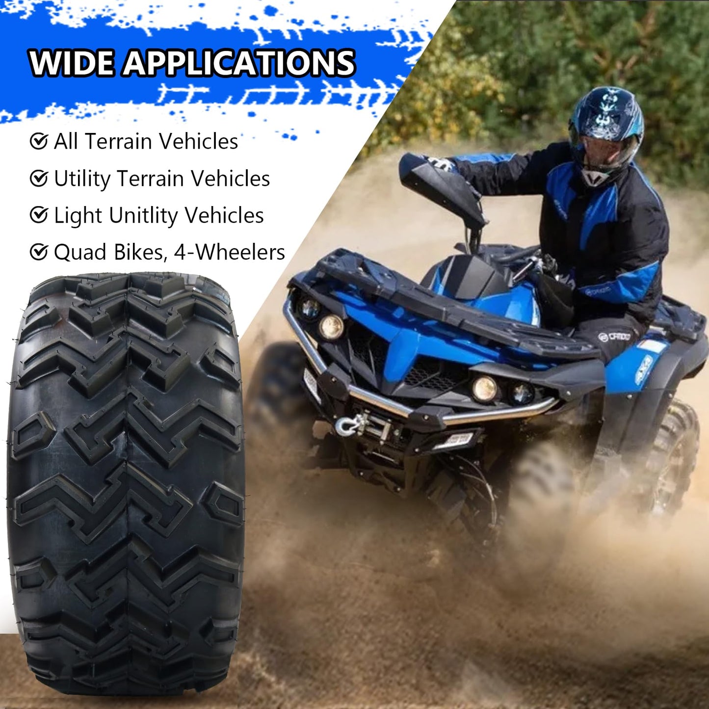 Garvee 22x10-10 ATV Tires (Pack of 2, Tubeless) - 4-Ply Durable AII-Surface Tire for Sport ATV/UTV & Go Karts, Superior Traction, Smooth Ride, Ideal for Off-Road, Trail, Rock Desert Adventures