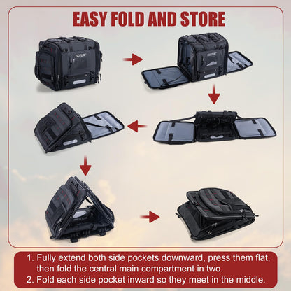 Goture 50L-70L Expandable Motorcycle Tail Bag, 1000D High-Tenacity Motorcycle Luggage Bag, Water-Repellent Motor Cycle Rear Seat Bag for Touring Cruisers with Rain Cover & Bungee Straps
