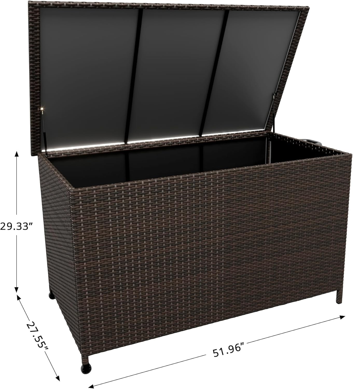 185 Gallon Wicker Deck Box, All-Weather Outdoor Storage Bin with Rattan Finish, Large Capacity for Patio Furniture, Cushions, Pool Supplies & Garden Tools (Brown)