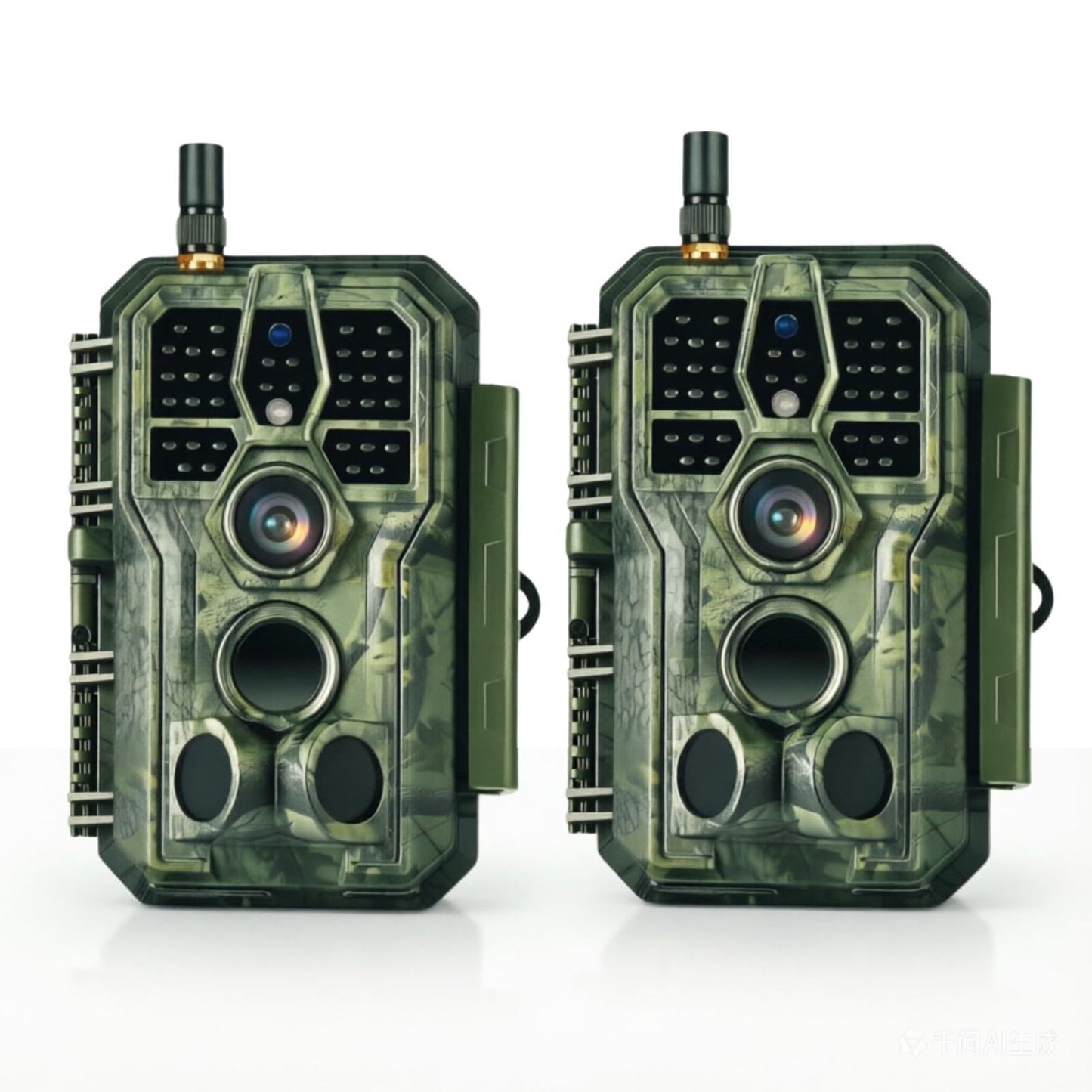 BLAZEVIDEO 2-Pack WiFi Trail Camera 64MP 1296P with Audio, 3 PIR Motion Activated 0.1s Trigger & 120° Wide-Angle Detection, 100ft 940nm No-Glow Night Vision, IP66 Waterproof Game Cam for Wildlife