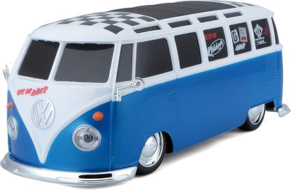 Maisto 1:24 RC VW Van Samba 2.4GHZ Remote Control Vehicle White/Blue (81529-00000009)