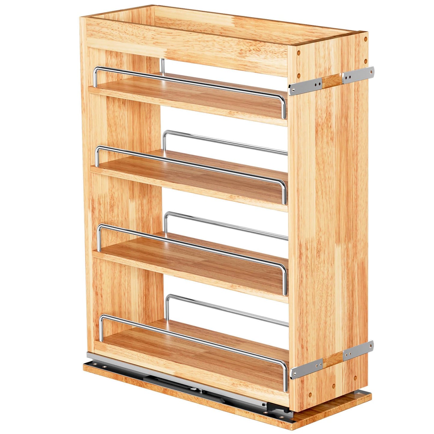 4 Tier Pull Out Spice Rack Holder Shelves (6.5" W x 22" D), spice organization for cabinet Storage Organization, pull out spice racks for inside cabinets