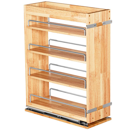 4 Tier Pull Out Spice Rack Holder Shelves (6.5" W x 22" D), spice organization for cabinet Storage Organization, pull out spice racks for inside cabinets