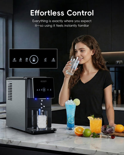 ecozy Nugget Ice Makers Dispenser 40 lbs Per Day Pebble Sonic Ice Machine Countertop, Touch-Free Ice, Self-Cleaning, Mistalo Drop Slim for Home Kitchen Office