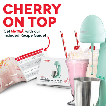 Dash Retro Milkshake Maker for Malts, Soda Fountain Drinks, Protein Shakes, Whipping Omelets and Pancake Batter, 2-Speed Settings + Pulse, Recipe Guide Included, 24oz