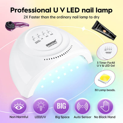 JEWHITENY Poly Extension Gel Nail Kit 14 PCS Poly Gel Kit with Slip Solution and Mini Lamp Nail Art Design Beginner