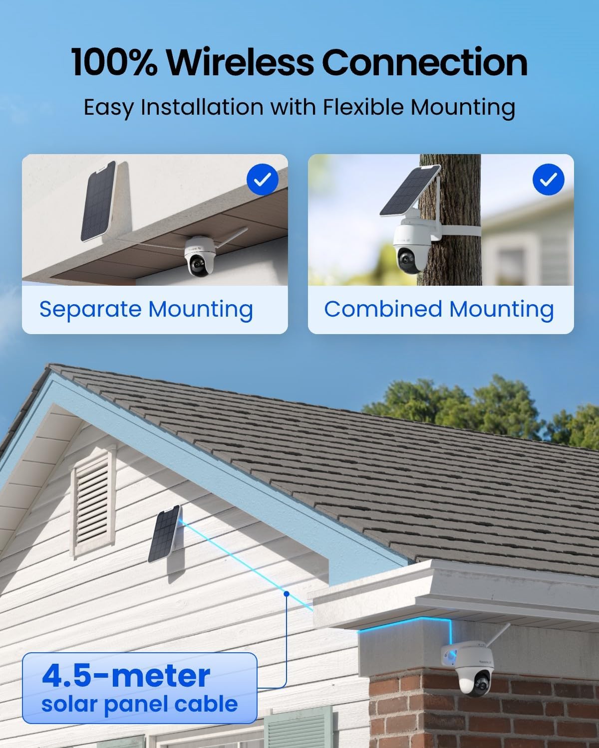 REOLINK 4K Solar Security Camera Outdoor, Encrypted Local Storage Camera System, 360° Pan Tilt, Smart Detection, No Monthly Fee, Home Hub with 4X PT Ultra + Solar Panel
