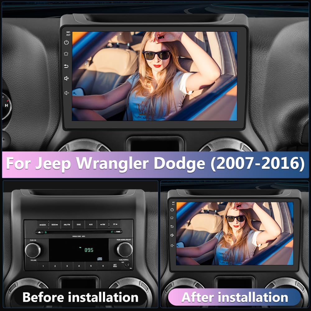 EagleNav Car Radio for Jeep Patriot Compass 2010 2011 2012 2013 2014 2015 2016, Android 13 Car Stereo with 10.1 Inch Touch Screen, 2GB+32GB, Wireless CarPlay & Android Auto