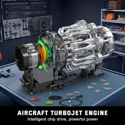 Mould King 10216 Turbojet Engine Building Sets Mechanical Aviation Aircraft Engine Model Kit That Runs Build Your Own STEM Model Engine Gift for Age 14+/Adult Collections Enthusiasts (1214+ PCS)