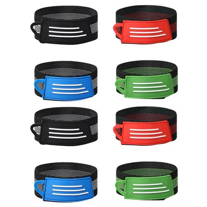 JMFahrrad Bicycle Trouser Strap Adjustable Pants Leg Band for Road Mountain MTB Bikes, 30-52cm Stretch Length, 4 Pair of Black/Red/Blue/Green