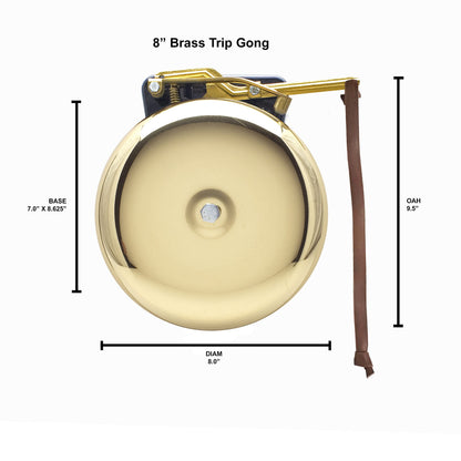 Bevin Bells Brass Trip Gong | Traditional Prize Fighter 8" Boxing Bell | Loud & Made of Steel & Brass | Boxing Training and Warning Device in One | Man Cave/Bar Accessory | Made in USA