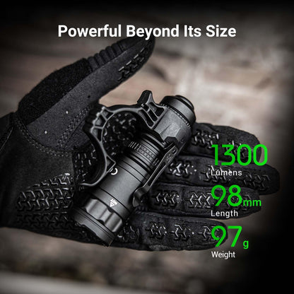 NEXTORCH TA21 IR Tactical Flashlight, 1300 Lumens White & IR Dual Light, One-Step-Strobe, 4 Modes, IPX8 Waterproof, USB-C Rechargeable EDC Portable Light for Outdoor Camping Hiking Emergency