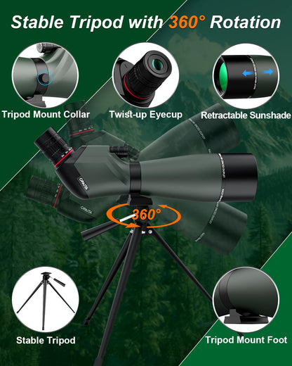 opaita 25-75X80 Spotting Scope for Shooting Hunting - Spotter Scopes with Tripod Phone Adapter Waterproof HD Scope for Target Shooting Bird Watching - Gifts for Men