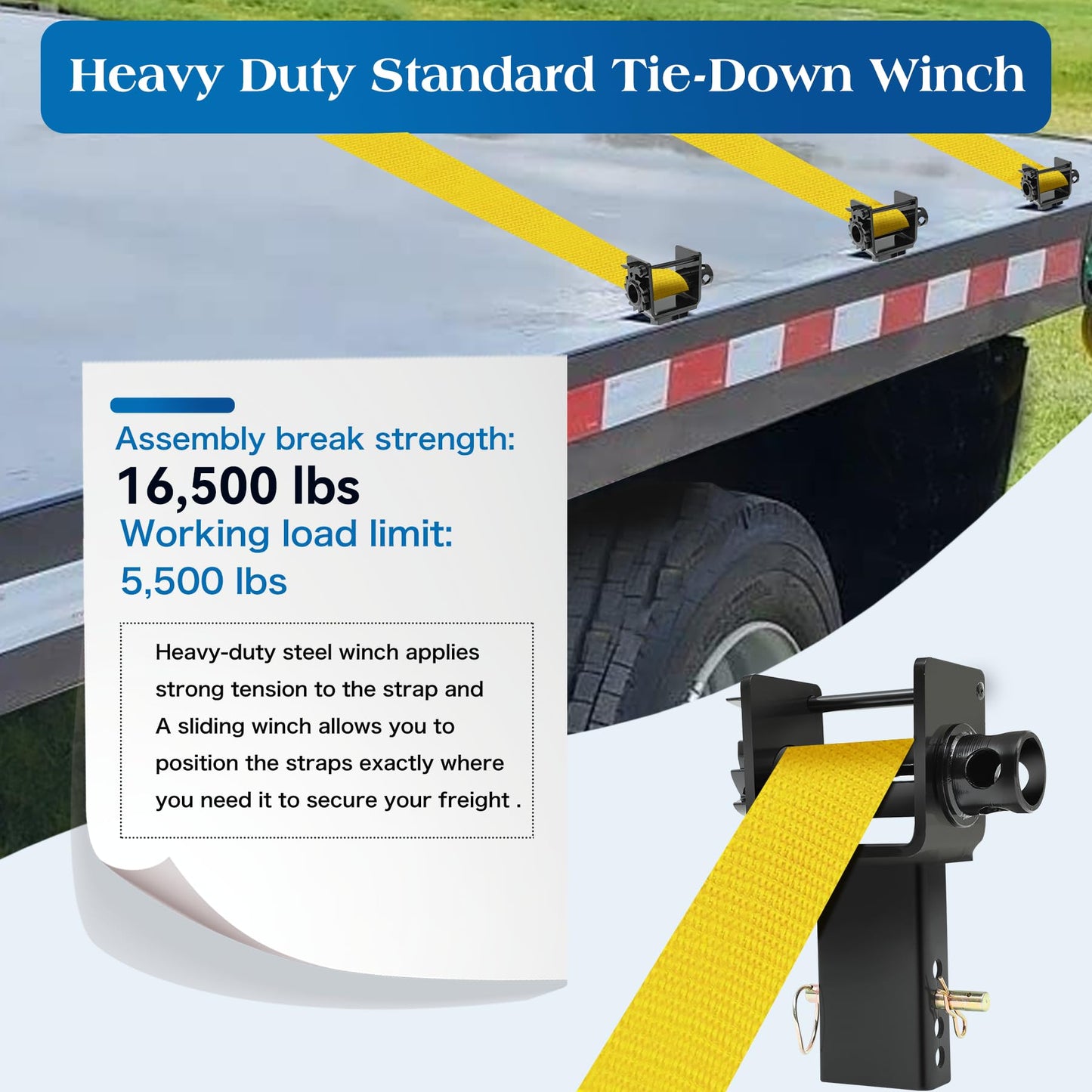 Trailer Stake Pocket Winch, Winch Flatbed Utility Capacity 16200 Lbs and 5400 Lbs Load Limit for Flatbed Trailer Trucks Winches- 4Pack