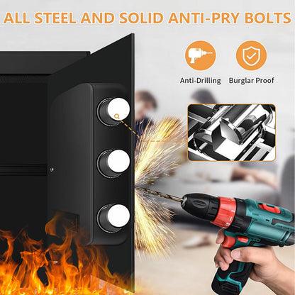 2.0 Cub Large Fireproof Safes for Home Use, Digital Security Safe Box Fireproof Waterproof with Combination Lock and Removable Shelf, Home Fire Safe for Document Money Medicines Valuables