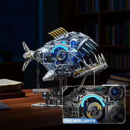 Mechanical Piranha Building Block Kit Hand-Crank Gear Multi-Joint Motion Toy for Boys Girls and Hobbyists Ideal for STEM Classrooms or Gift Giving