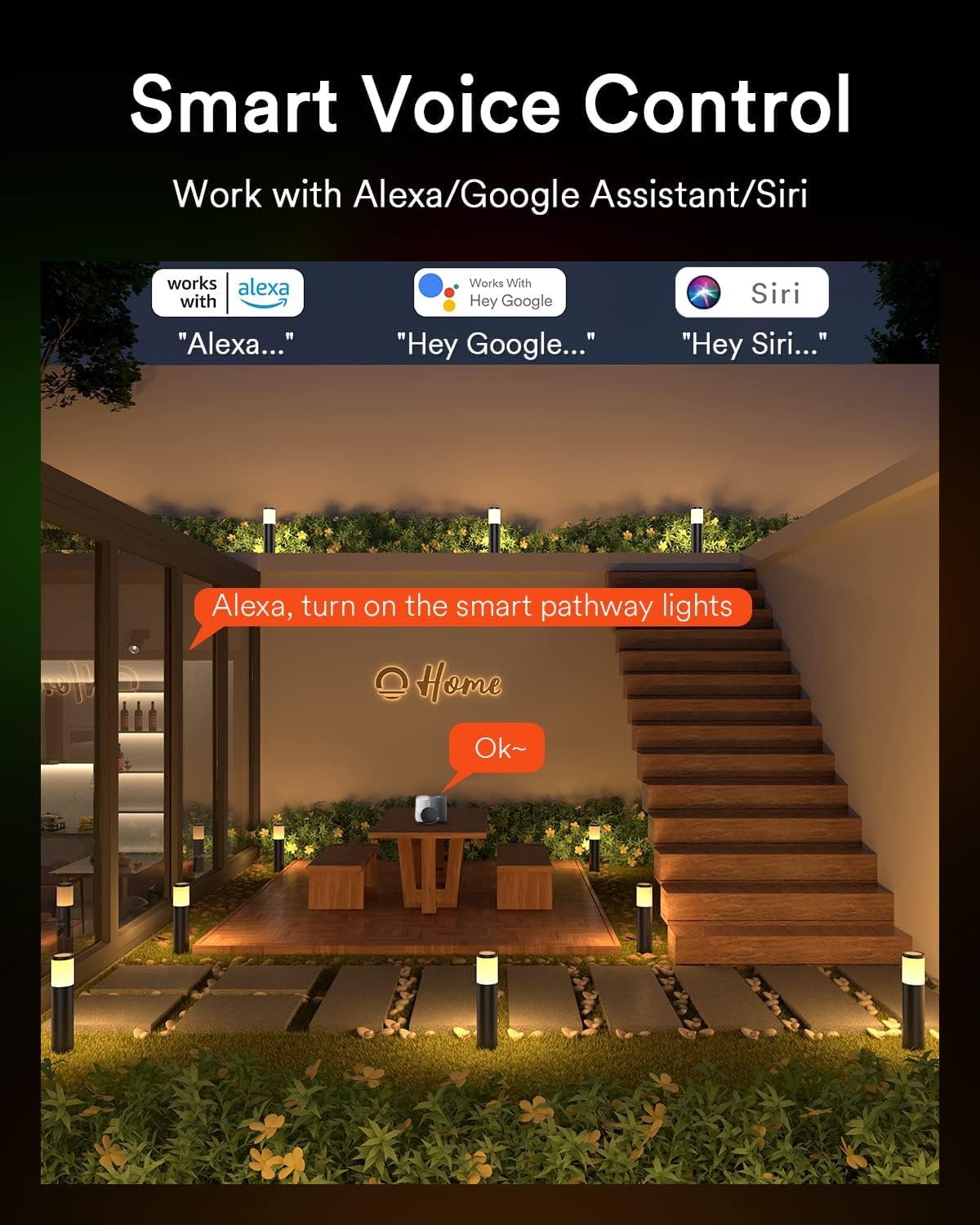Lumary 6 Pack Smart Pathway Lights 2100LM, RGBAI/Cool/Warm White, Aluminum Wired Landscape Lighting IP65 Waterproof Works with Wi-Fi APP/Voice/Remote Control for Outdoor Yard, Garden, Walkway