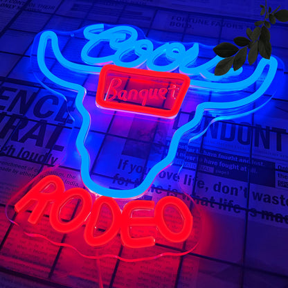 Beer Neon Sign Dimmable Western Rodeo Neon Light Signs for Wall Decor Cowboy Neon Sign for Man Cave Home Bar Beer Club Pub Bistro