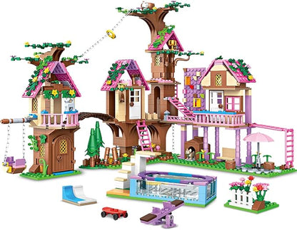 Tree House Building Set Compatible with Lego Friends 1050 PCS Forest House Building Kit Birthday Gift for Kids Girls Age 6-12 Years（7682）