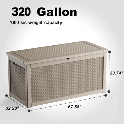 Regine Switzerland 320 Gallon Outdoor Deck Box - Lockable Waterproof Storage for Garden Tools & Cushions | Grey