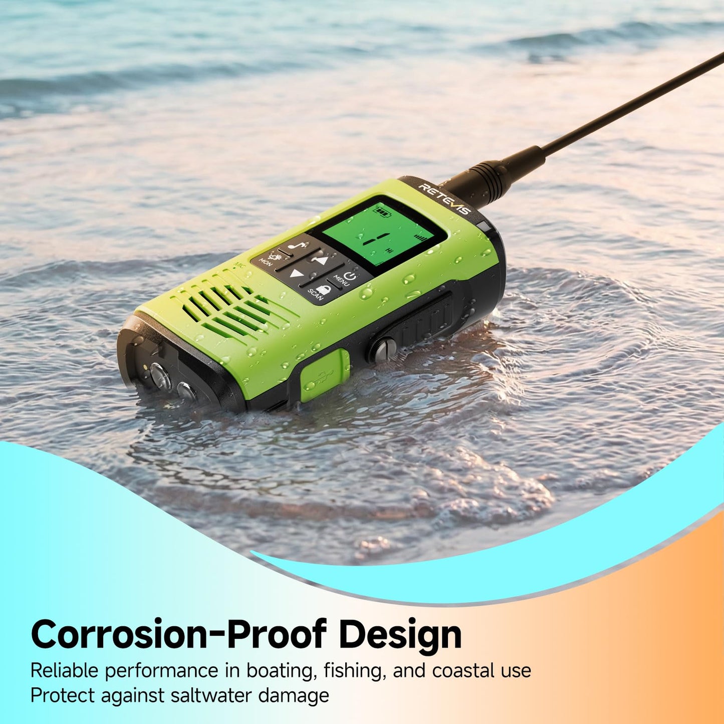 Retevis EZTalk 4S IP68 Waterproof Walkie Talkies, GMRS Long Range Emergency Two Way Radio, Floating, 2000mAH Rechargeable, NOAA Weather Alerts, Sturdy and Durable, for Salt Water