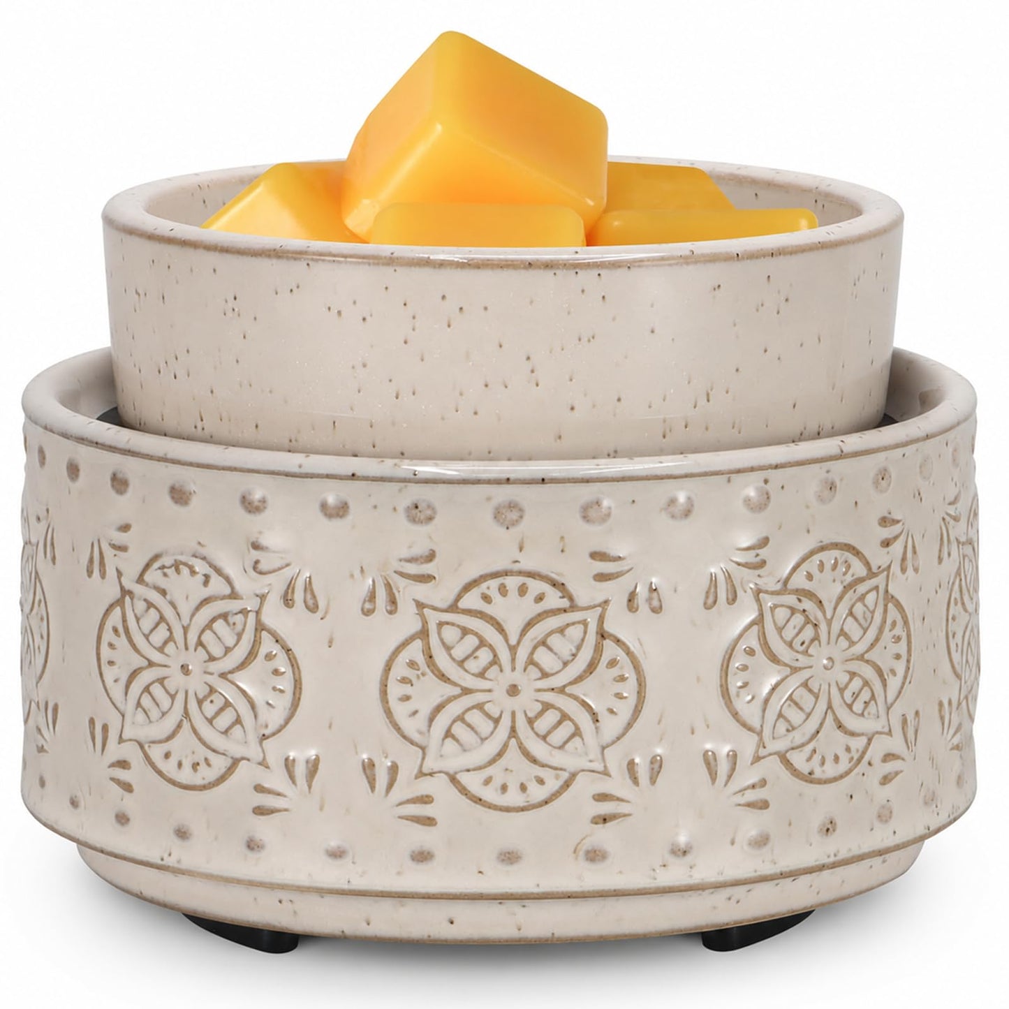 mocosa Ceramic Wax Warmer Wax Melt Warmer for Scented Wax 3-1 Electric Candle Warmer Home Fragrance Wax Burner for Mom Women(Beige-Granular)