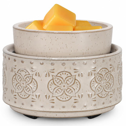 mocosa Ceramic Wax Warmer Wax Melt Warmer for Scented Wax 3-1 Electric Candle Warmer Home Fragrance Wax Burner for Mom Women(Beige-Granular)