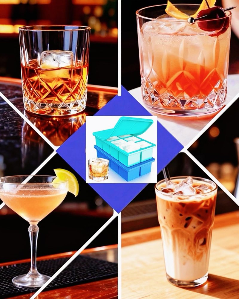Large Ice Cube Tray 2 Pack, Lxndaser 2 Inch Silicone Ice Cube Molds for Whisky, Cocktail, Big Square Silicone Ice Trays With Lid, Leak-Proof Stackable Design for Freezer, Iced Coffee, Bourbon Drinks