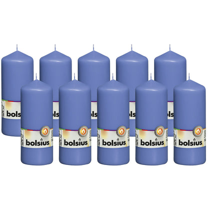 BOLSIUS 10 Blue Pillar Candles - 2.25 x 6 Inches - Premium European Quality - Individually Wrapped - 42 Hours Burn Time - Dripless Smokeless Unscented Dinner, Wedding, Party, & Restaurant Candles