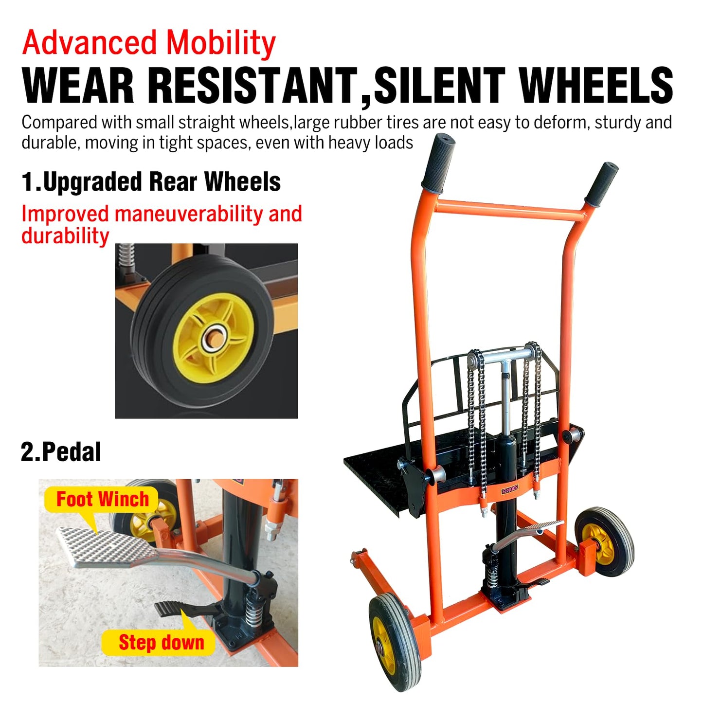 Hydraulic Material Lift Winch Stacker,440 Lbs Pallet Truck Dolly,Lift Table,Compact & Portable Hydraulic Winch for Construction,Warehousing,and DIY Projects