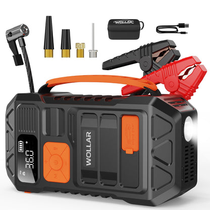 WOLLAR 4000A Peak Jump Starter with Dual-Cylinder Air Compressor - 5-in-1 Car Battery Jumper Starter, 12V Portable 160PSI Ultra-Fast Tire Inflator, 24000mAh 88.8Wh Jump Box for 10L Gas/Diesel Engines