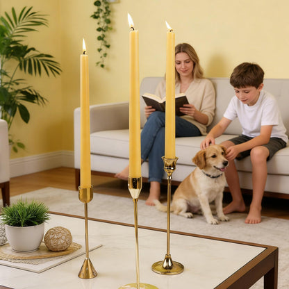 12 Inch Beeswax Taper Candles, 12 Pack Natural Beeswax Candlesticks 12 Hour Extra-Long Burning Time Tapered Beeswax Candle Sticks Smokeless Unscented Emergency Candles Bees Wax Candle for Home Prayer